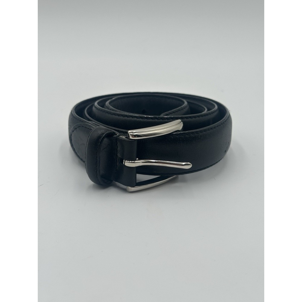 Polo Ralph Lauren Men's 38/95 Black Genuine Leather Belt Silver Buckle